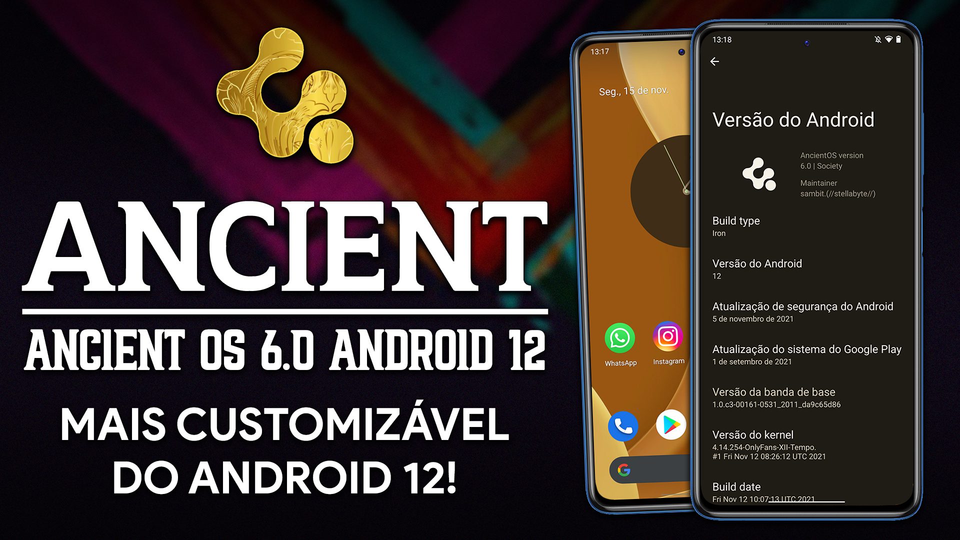 AncientOS v6.0 Society | Android 12 | MAIS CUSTOMIZÁVEL DO ANDROID 12!