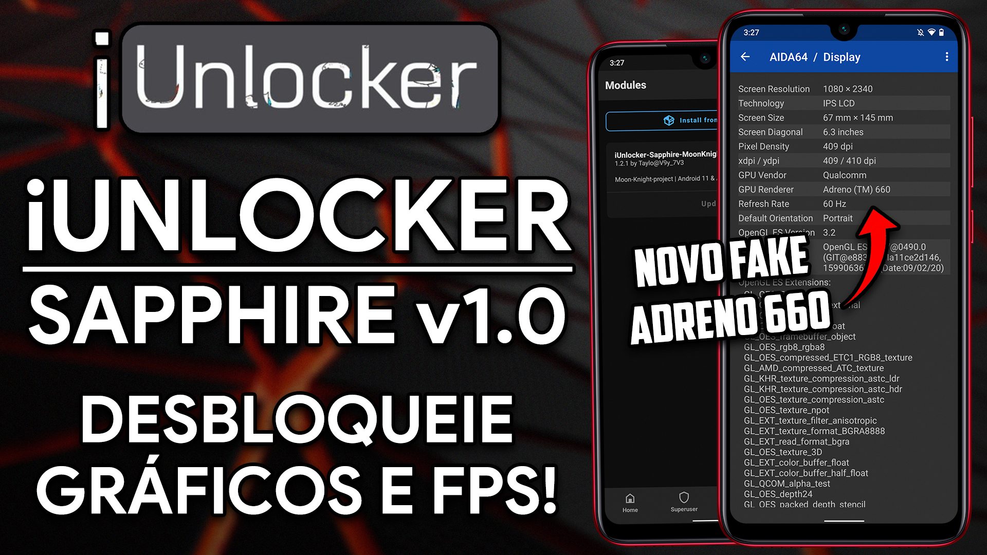 iUNLOCKER SAPPHIRE | GRÁFICOS E FPS DESBLOQUEADOS! | FAKE ADRENO 660 para VÁRIOS Smartphones! [ROOT]
