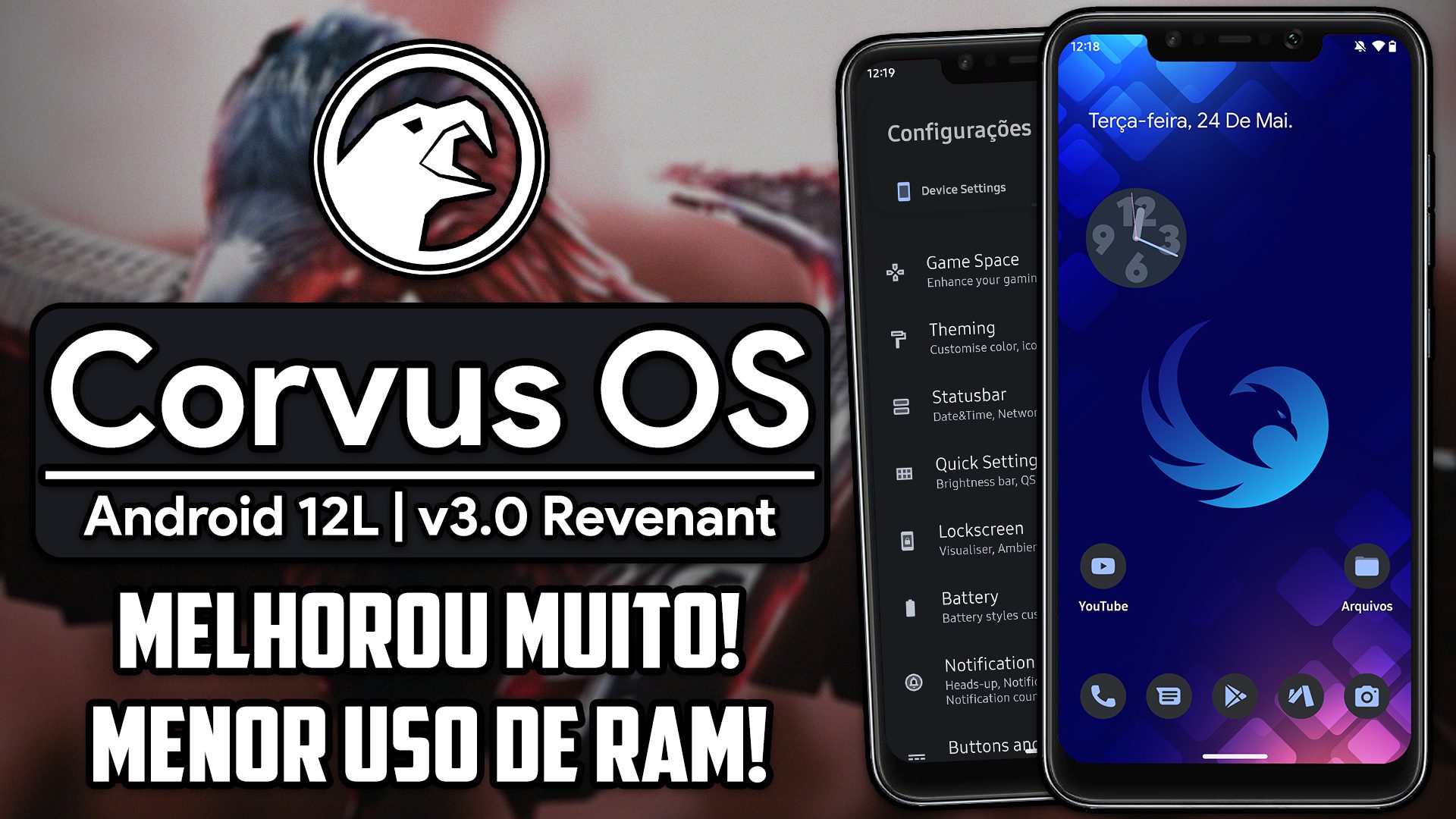 Corvus-OS v3.0 Revenant | Android 12.1 (12L) | NOVO UPDATE RECHEADO DE MELHORIAS! MENOR USO DE RAM!