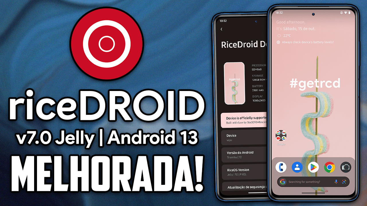 riceDROID v7.0 JELLY | Android 13 T | MELHORARAM MUITO NO DESEMPENHO!