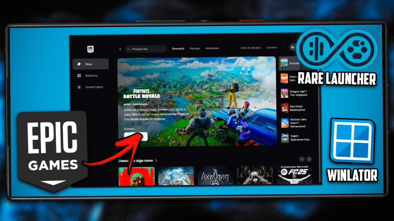 RODANDO A EPIC GAMES STORE NO WINLATOR! | JOGOS DA EPIC GAMES DIRETO NO CELULAR! | Rare Winlator