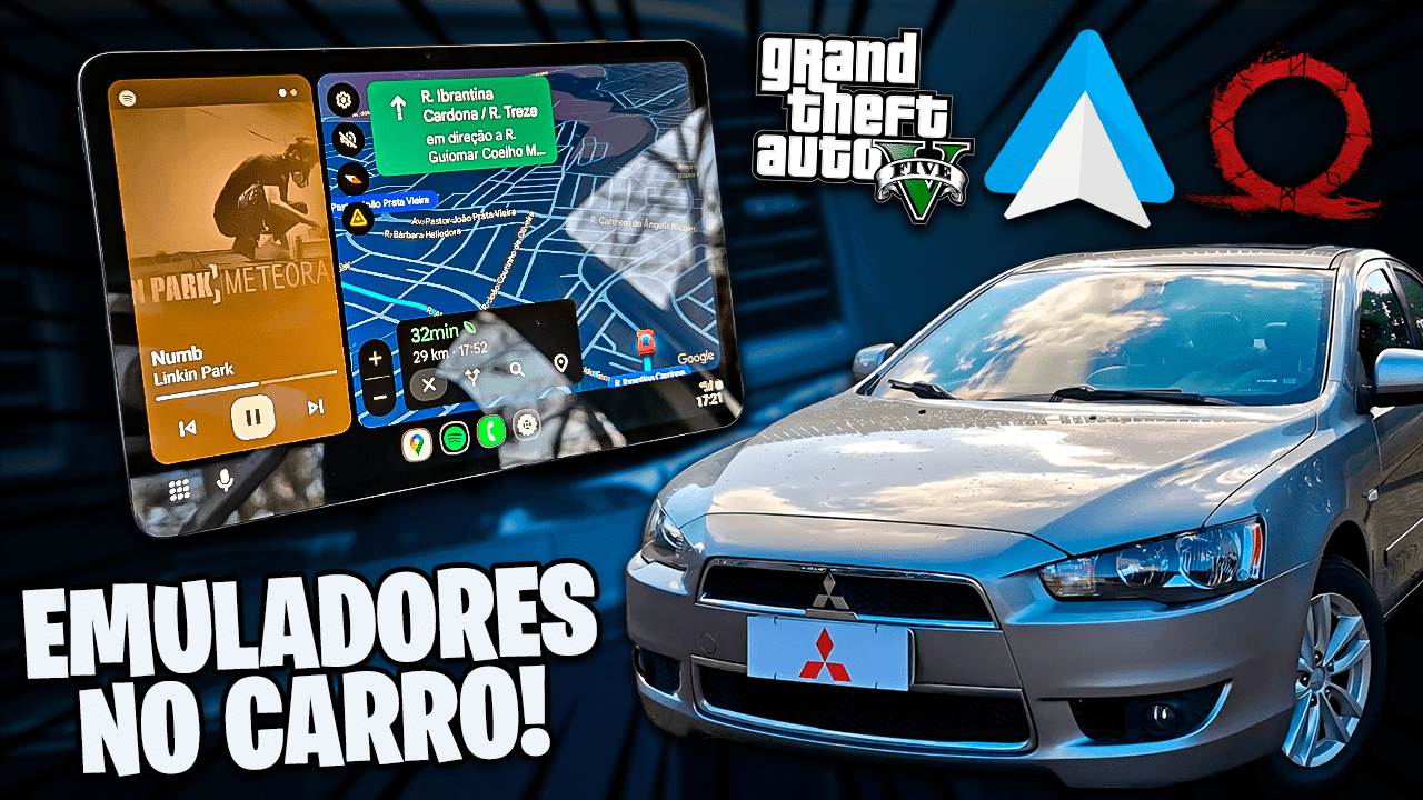 RODEI EMULADORES NO MEU CARRO! | TRANSFORMEI MEU TABLET EM MULTIMIDIA COM ANDROID AUTO!