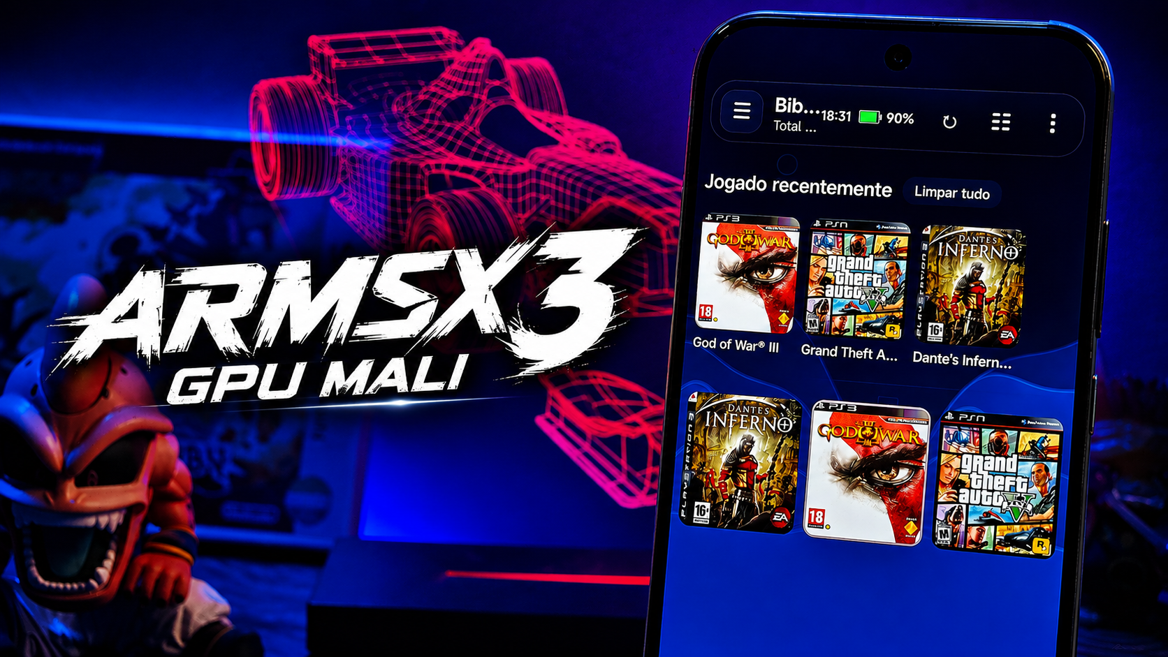 ARMSX3 ESTÁ ABSURDO! ABRINDO GOD OF WAR 3 EM GPU MALI E MAIS!